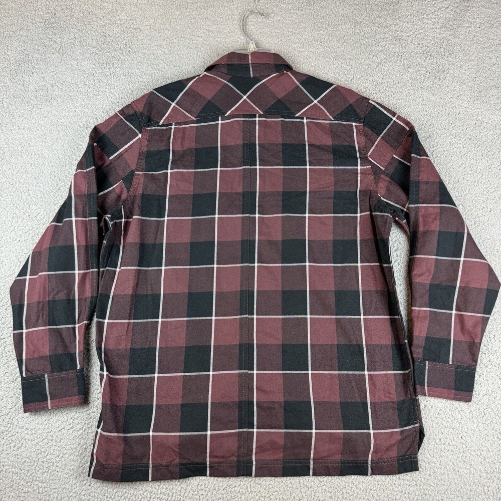 Wrangler ATG Flannel Shirt Mens Large Red Maroon Plaid Regular Fit Long Sleeve - Picture 12 of 14